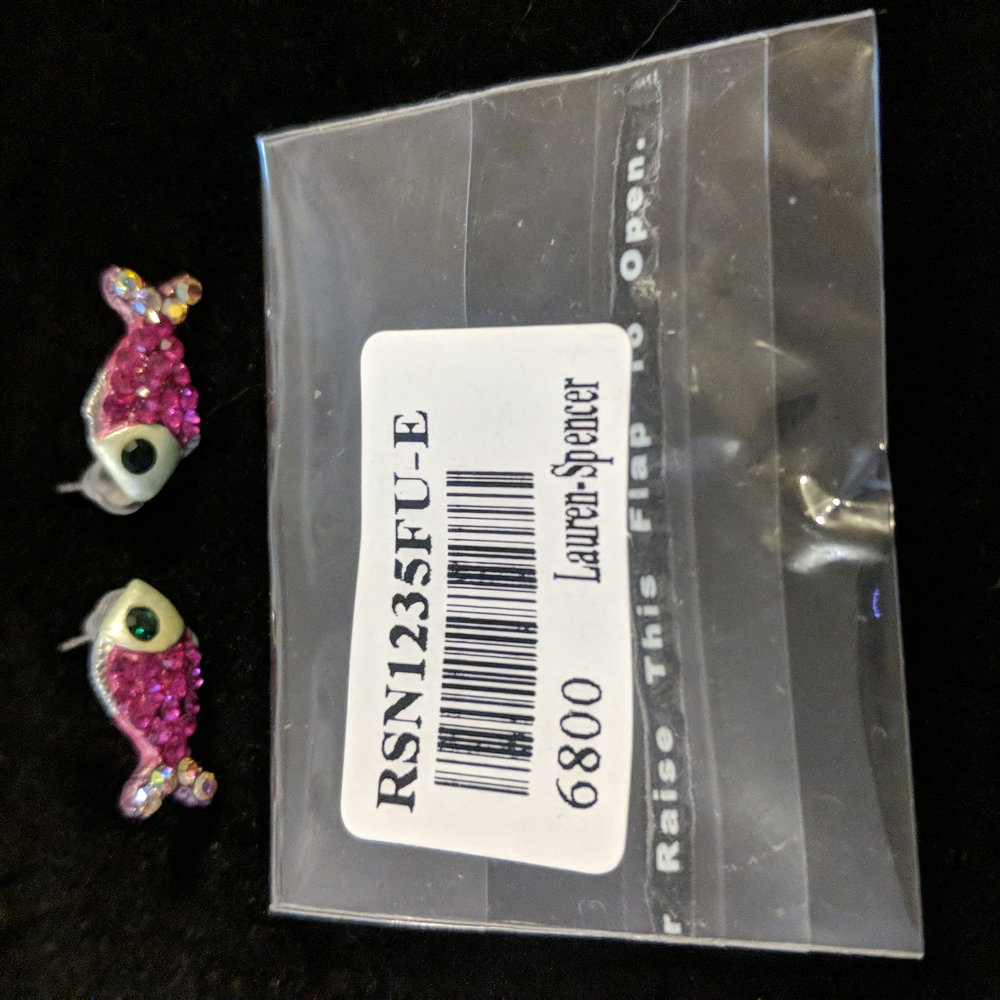 Genuine Austrian Crystal embellished fish earrings NWT